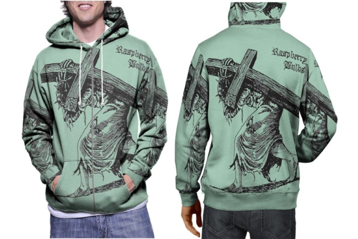 Raspberry Bulb Black Metal Hoodie // Atmospheric Band Pullover