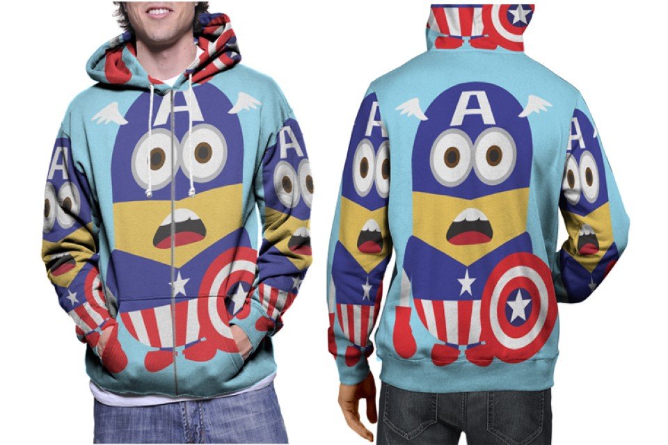 Despicable Me Minions Hoodie // Captain America Pullover