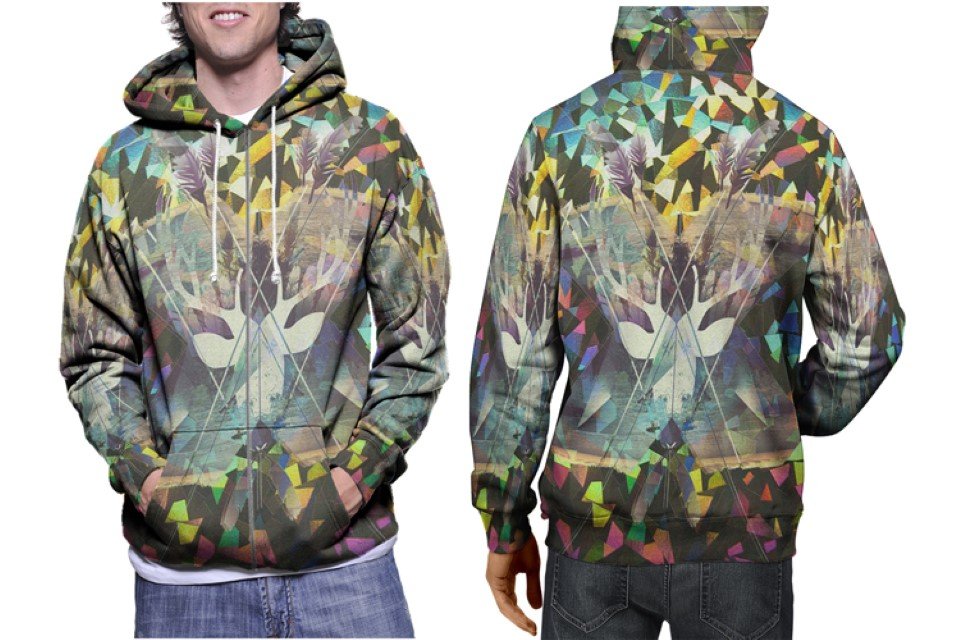 Diamond Deer Design Hoodie // Geometric Art Pullover