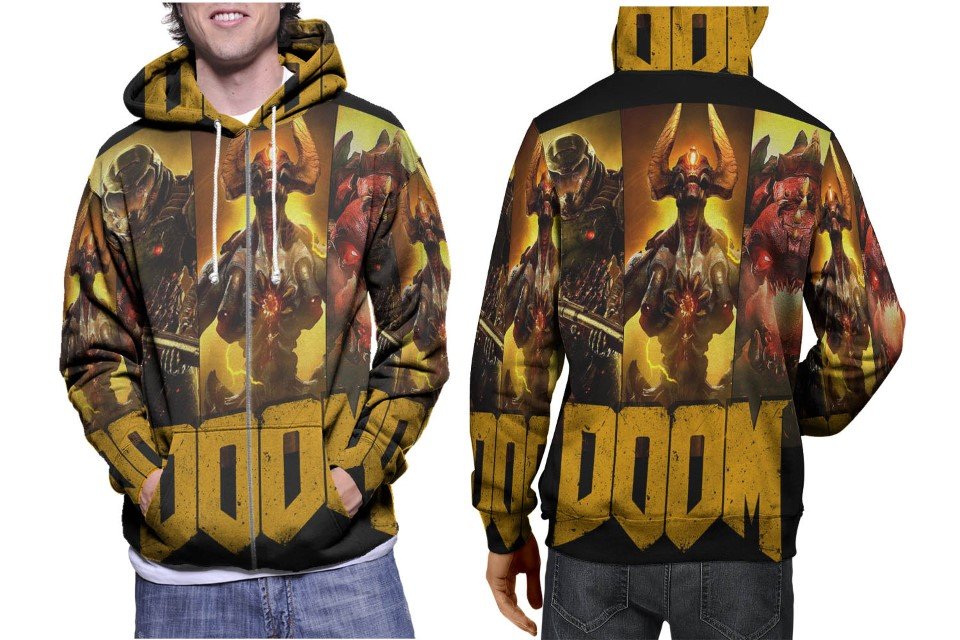 Doom Video Game Hoodie // FPS Shooter Pullover