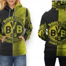 Women Full Print Zip Hoodie – Borussia Dortmund Soccer Team Style Art Design