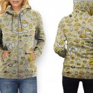 Women Full Print Zip Hoodie – Cute Cartoon Egg Japanese Gudetama Style Art Design