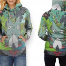 Women Full Print Zip Hoodie – Cute Pizza Dog Totoro Style Art Design