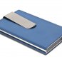 Credit & Store Card Holder & Money Clip Wallet, Slim PU Leather & Aluminium Travel Purse. - Blue