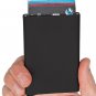 Credit & Store Card Holder & Money Clip Wallet, Slim PU Leather & Aluminium Travel Purse. - Black