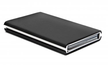 Credit & Store Card Holder Wallet, Slim PU Leather & Aluminium Travel Purse. - Black