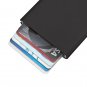 Credit & Store Card Holder Wallet, Slim PU Leather & Aluminium Travel Purse. - Black