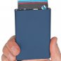 Credit & Store Card Holder Wallet, Slim PU Leather & Aluminium Travel Purse. - Blue