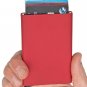 Credit & Store Card Holder Wallet, Slim PU Leather & Aluminium Travel Purse. - Red