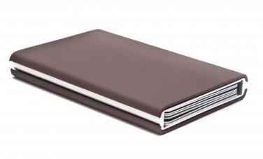 Credit & Store Card Holder Wallet, Slim PU Leather & Aluminium Travel Purse. - Brown