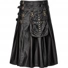 New Scottish Leather Men Utility Kilt Black COW Leather Kilt. New Scottish Leather Men Utility Kilt Black COW Leather Kilt.