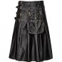 New Scottish Leather Men Utility Kilt Black COW Leather Kilt.