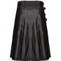 New Scottish Leather Men Utility Kilt Black COW Leather Kilt.