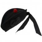 New Glengarry Hat Plain Black with Red Pom Pom New Glengarry Hat Plain Black with Red Pom Pom