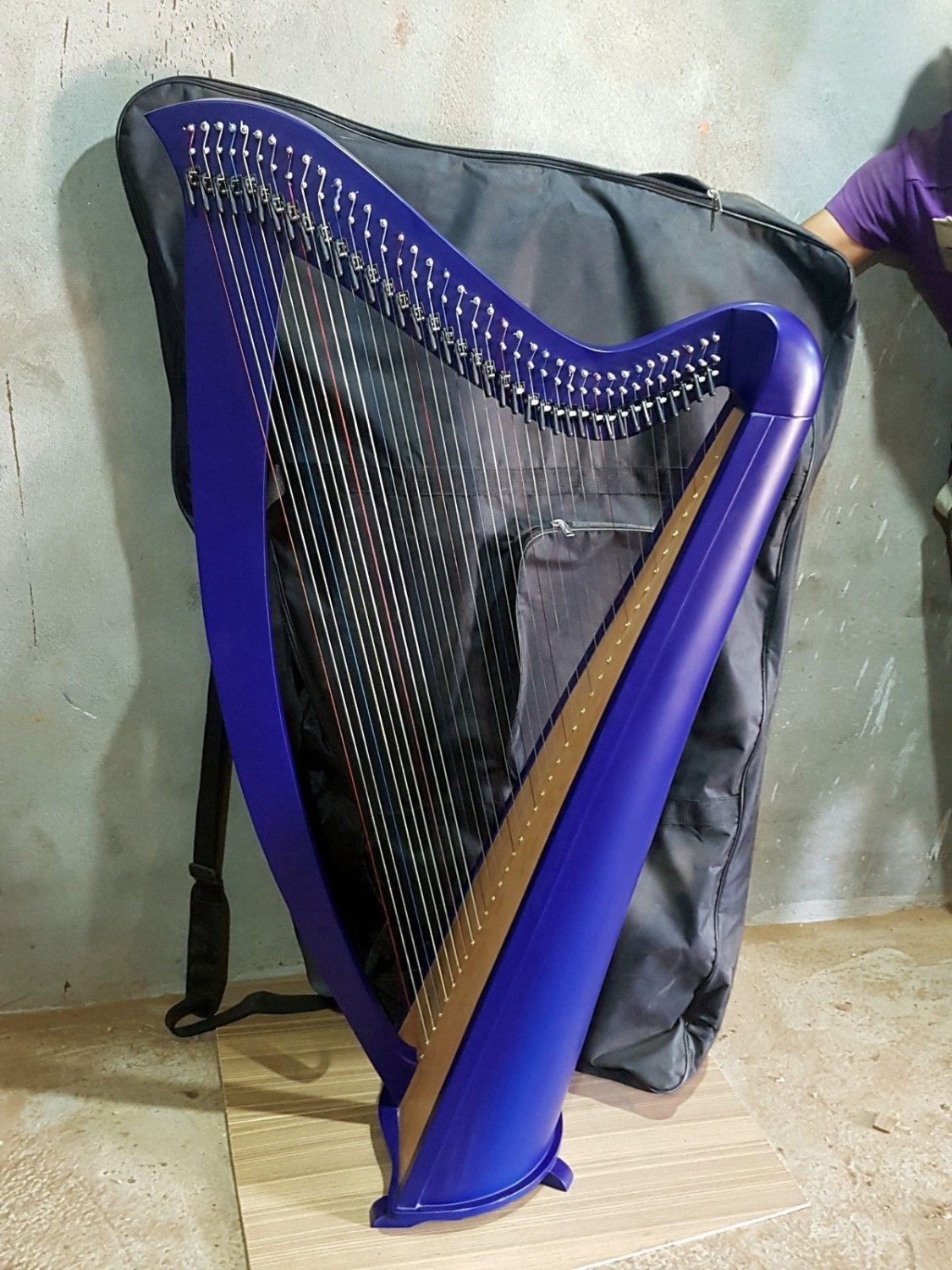 New 38 Strings lever Harp Round Back Harp Folk Harp Free Deluxe Bag & key