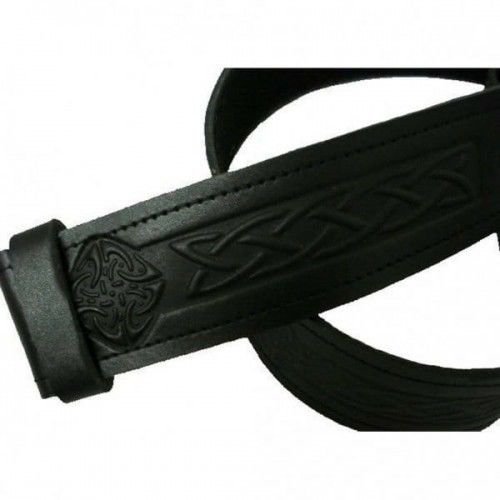 NEW 100 % GENUINE LEATHER CELTIC EMBOSSED KILT BELT