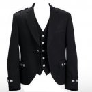 New Scottish Black Argyle Kilt Jacket With Waist coat