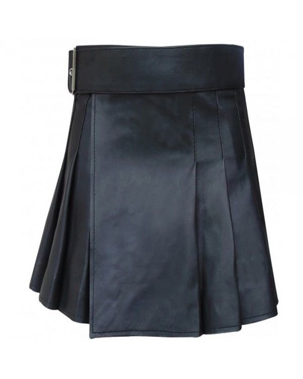 BLACK LEATHER KILT NEW SCOTTISH  100% GENUINE LEATHER KILT UTILITY KILT
