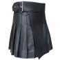 BLACK LEATHER KILT NEW SCOTTISH 100% GENUINE LEATHER KILT UTILITY KILT