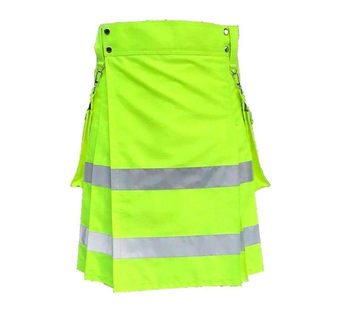 New Neon Yellow Night Working Kilt with Reflective Tape