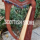 22 String Engraveing Celtic Lever Irish Harp Folk Harp Free Extra String Set & Bag