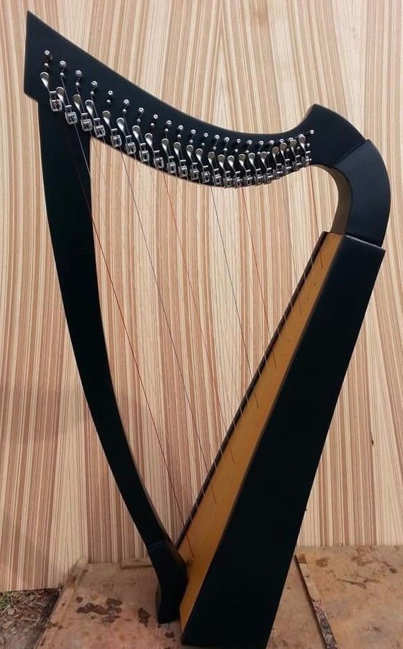 New Black 22 String Celtic Lever Harp Irish Harp Free Extra String Set Bag Key New Black 22 String Celtic Lever Harp Irish Harp Free Extra String Set Bag Key