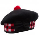 NEW GLENGARRY CAP RED BLACK AND WHITE DICE NEW GLENGARRY CAP RED BLACK AND WHITE DICE