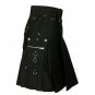 New Scottish Highland Cotton Deluxe utility Black Cotton Kilt