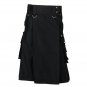 New Scottish Highland Cotton Deluxe utility Black Cotton Kilt