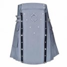 New Men's Handmade Stylish Gray Utility Fashion kilt New Men's Handmade Stylish Gray Utility Fashion kilt