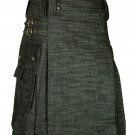 New Scottish Professional Black denim Utility Kilt New Scottish Professional Black denim Utility Kilt