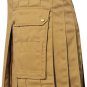 New Scottish Highland Wears Active Men Modern Pocket Khaki Cotton Kilt