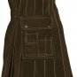 New Men,s Handmade Brown Deluxe utility fashion kilt 100% Cotton