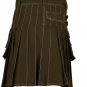 New Men,s Handmade Brown Deluxe utility fashion kilt 100% Cotton