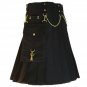 New  Black Modern Utility  Kilt with Golden Chains