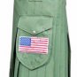 Scottish Men Utility Sports Traditional Olive Green Fashion Cotton Kilt.