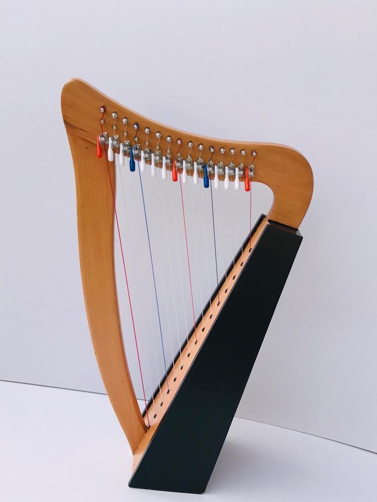 15 Strings Celtic Lever Harp Irish Harp with Free Tuning Key Carry Bag
