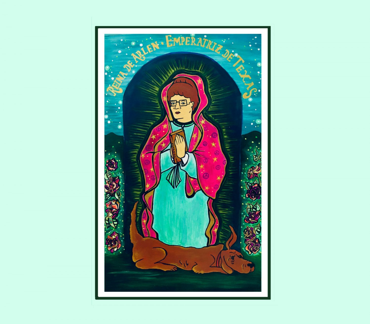 Santos de Arlen: Handpainted Virgin Peggylupe Wall Art Painting Pop Art Print
