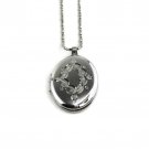 STERLING SILVER OVAL FAMILY LOCKET PENDANT WITH 18" CHAIN - SPACE FOR 2 PICTURES