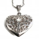 Women's Filigree Heart Pendant 925 Sterling Silver Jewelry with 30” Tinsel Chain