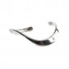 Curvy Wavy Contemporary Sterling Silver 925 Cuff Bracelet 7" Round