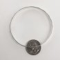 Women's Sterling Silver Etched Bangle Bracelet 8.5" Round