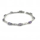 Women's Genuine Sterling Silver 925 Amethyst Tennis Bracelet 7.5''