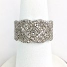 Women's 925 Sterling Silver Classic Wide Band CZ Ring Size 6.5