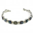 Women's Vintage Sterling Silver 925 Mother of Pearl Oval Links Bracelet 7.5"