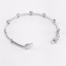 WOMEN'S GENUINE 925 STERLING SILVER BAR LINK BRACELET 7.5" 7mm