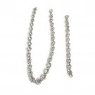 925 Sterling Silver Textured Cable Link Necklace / Bracelet Set