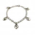 Women's Fine 925 Sterling Silver Puffy Hearts Design Bracelet 7"