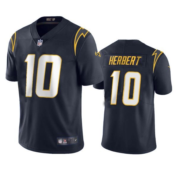 Men's #10 Justin Herbert Los Angeles Chargers Football Jersey Navy ...