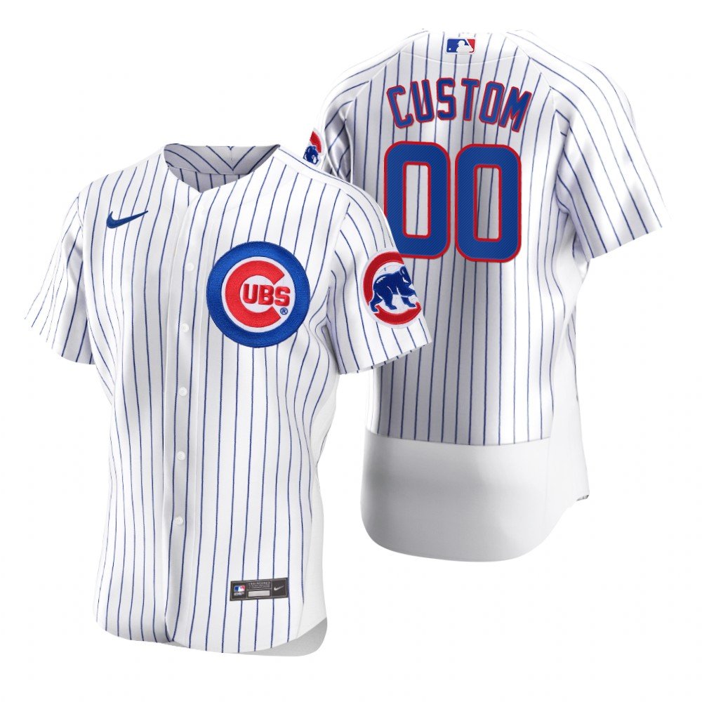 Men's Chicago Cubs Custom White Flex Base Jersey All Stitched